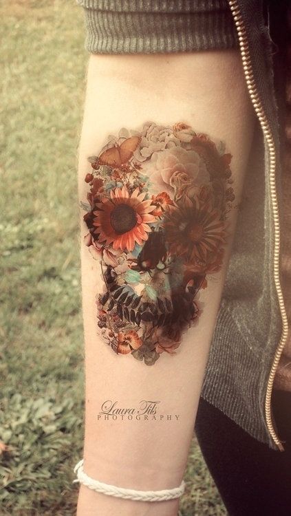 Flowers and skull