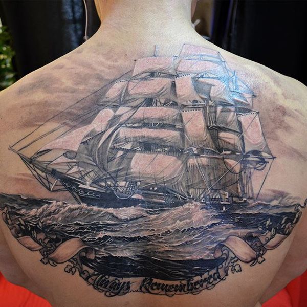 Boat back tattoo design