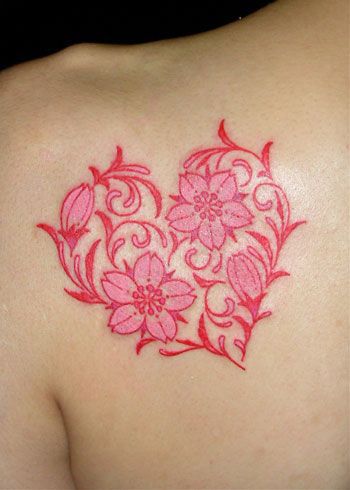 Flower heart tattoo