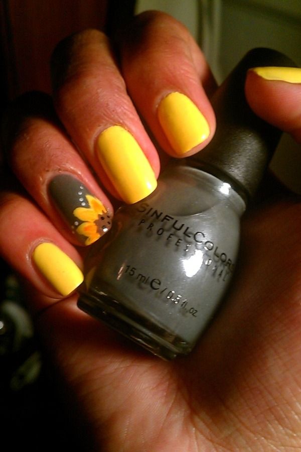 Yellow and gray nails