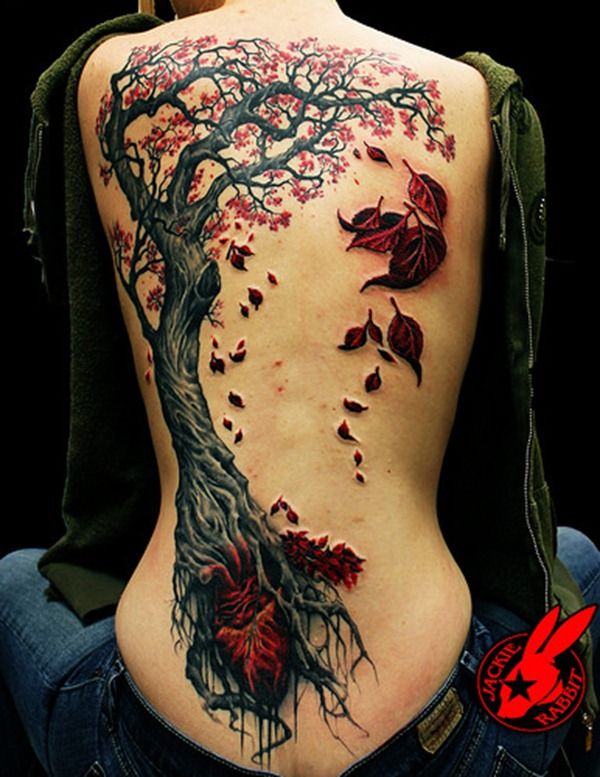 Fall tree tattoo on the back