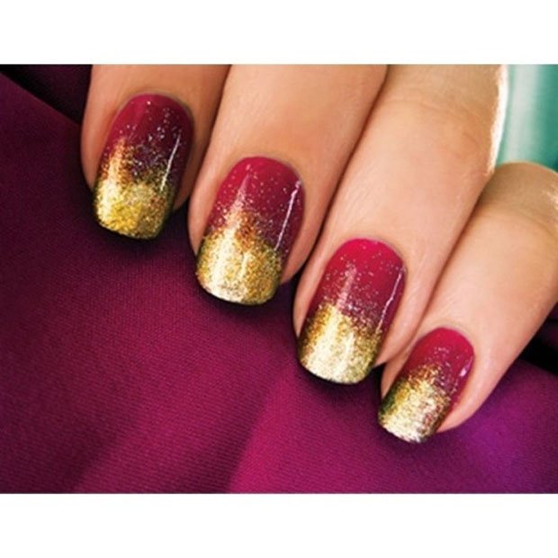 Ombre Golden Nails Art Design