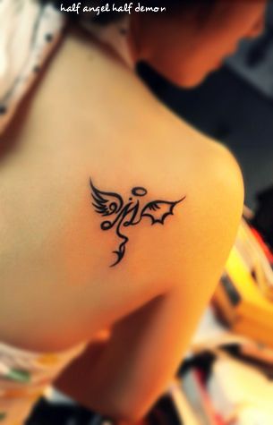 Stylish angel wing tattoo