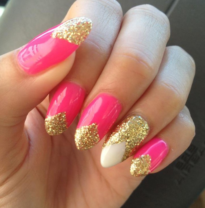 Pink stiletto nail design