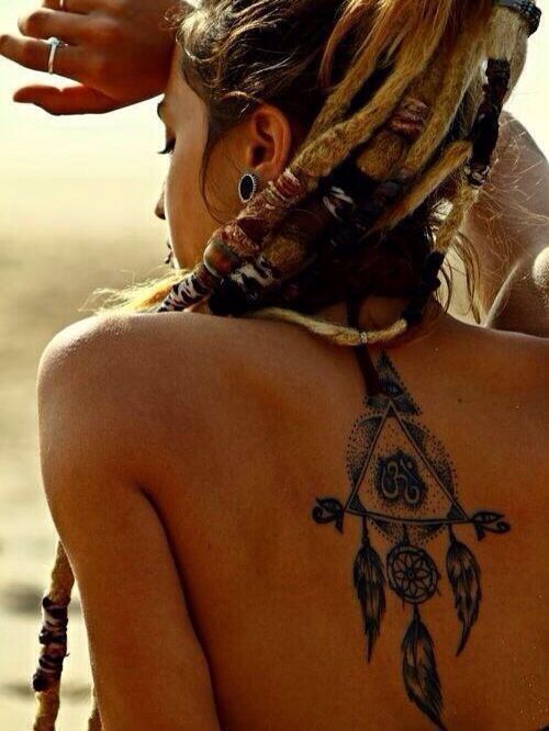 Dreamcatcher tattoo on the back