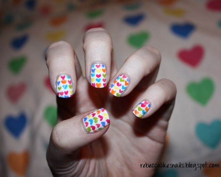 Patterned heart nail designs