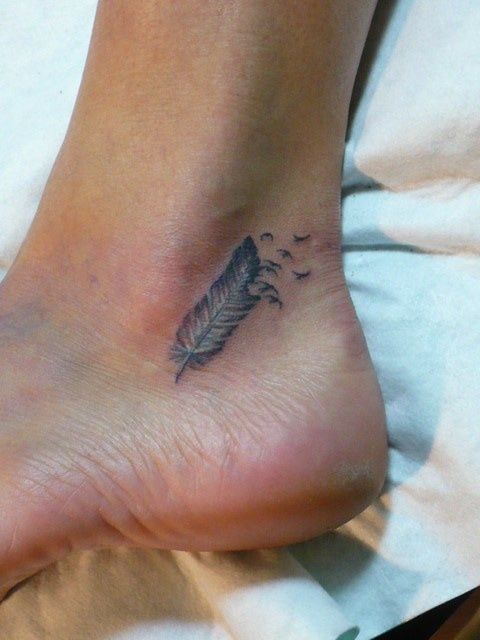 Feather tattoo on the ankle