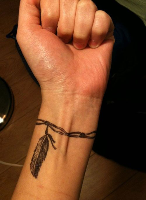 Feather tattoo on the wrist