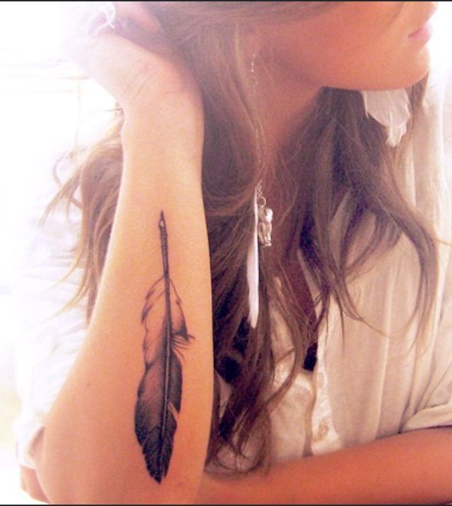 Black feather tattoo