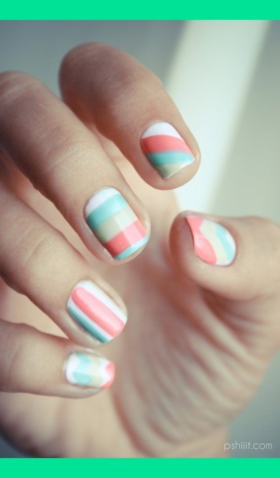 Striped pastel nail design