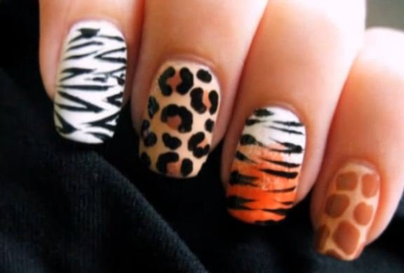 Classic nail art design with animal motif