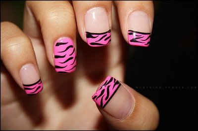 Light pink animal print nail art design