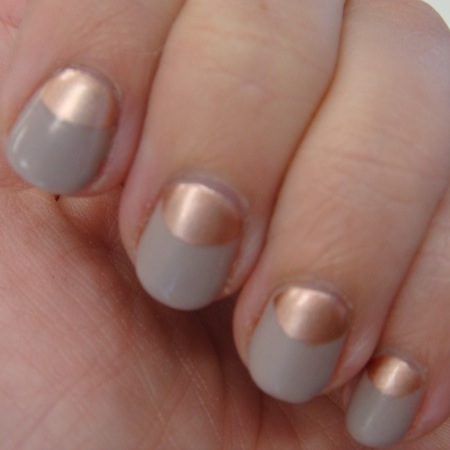 Gray and gold nails