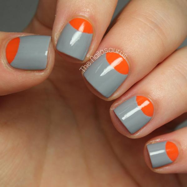 Gray and orange nails