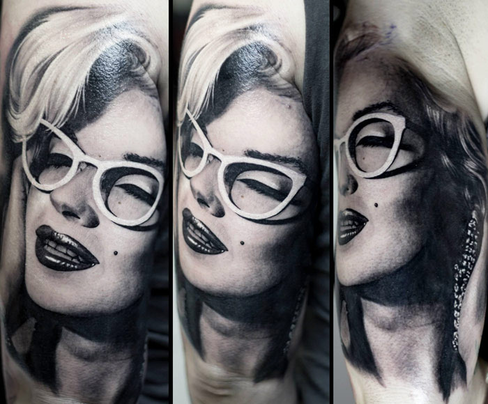 Realism woman tattoo on arm