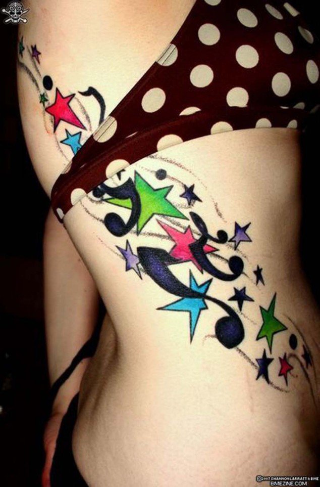 Star and music tattoo