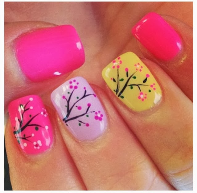 Colorful flower nail design