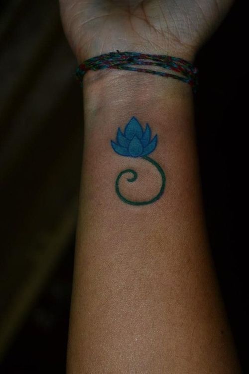 Blue lotus tattoo on the wrist