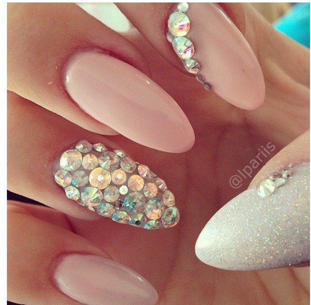 Naked nails with diamonds
