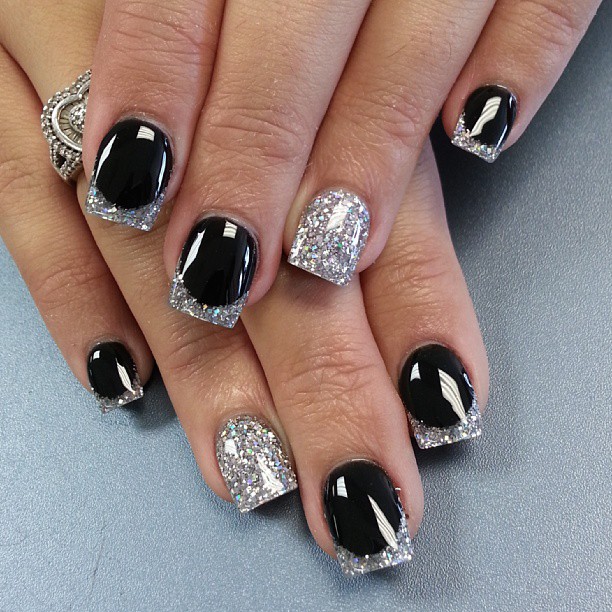 Black and silver nails for elegant nail designs