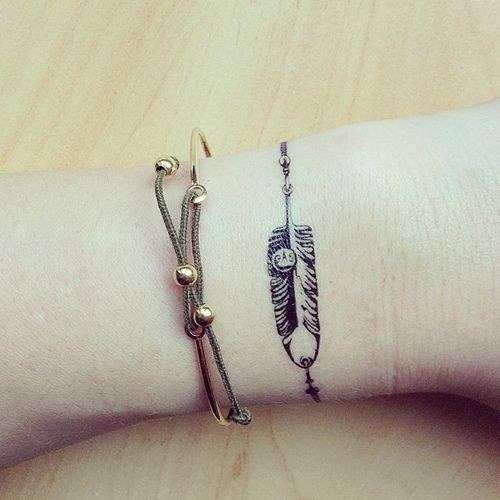 Feather bracelet tattoo