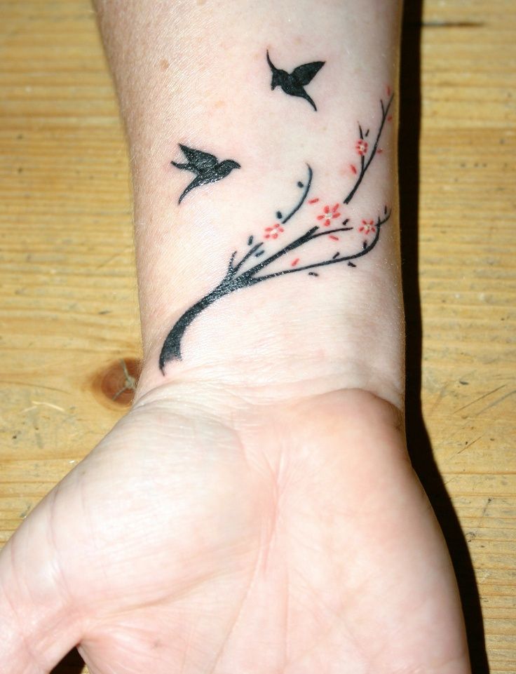 Bird and flower tattoos