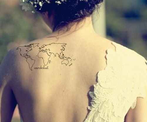Map tattoo on the shoulder
