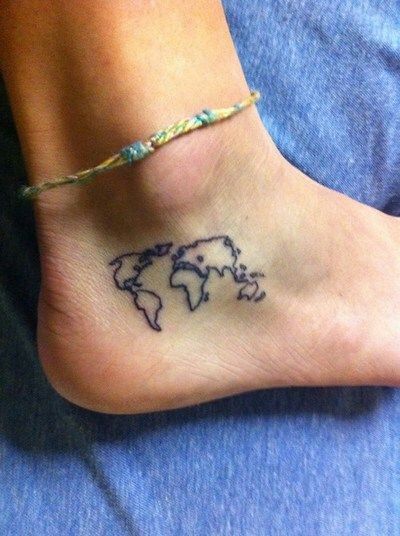 Map tattoo on the ankle
