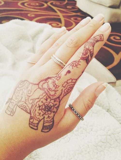 Elephant hand tattoo