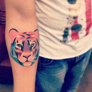 Colored tiger tattoo