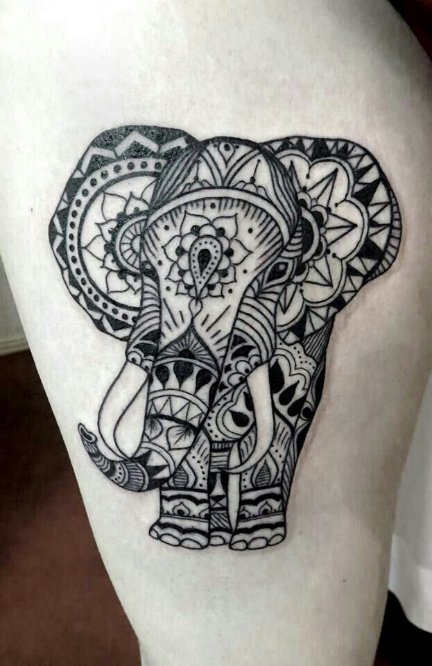 Detailed elephant tattoo