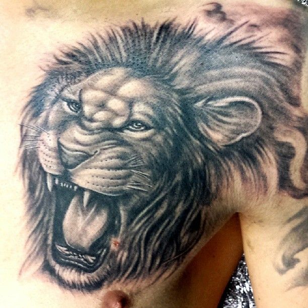 Lion tattoo on the chest
