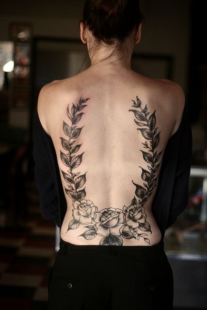 Rose tattoo on the back