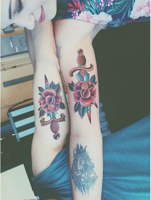 Couple of flower tattoo