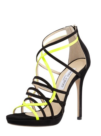 Jimmy Choo Mythos strappy sandal made of suede, black yellow