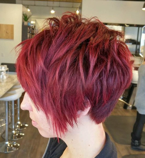Red, shaggy hair