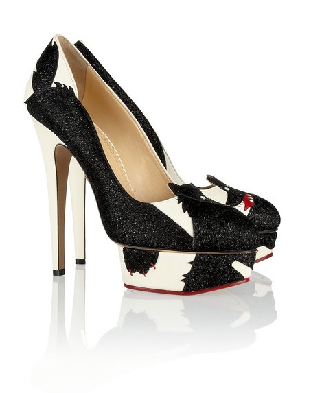 Charlotte Olympia She Wolf has embellished leather pumps