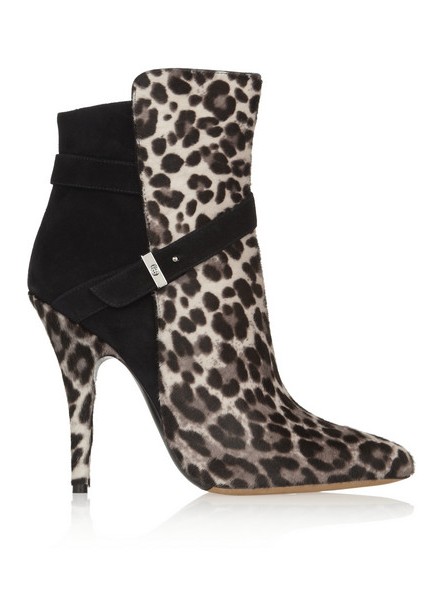 Tabitha Simmons Hunter calf hair with leopard print and suede ankle boots