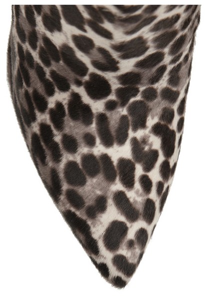 Front view of Tabitha Simmons Hunter calf hair with leopard print and suede ankle boots