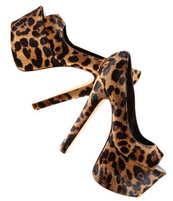 Brian Atwood Alesha leopard print calf hair platform pump