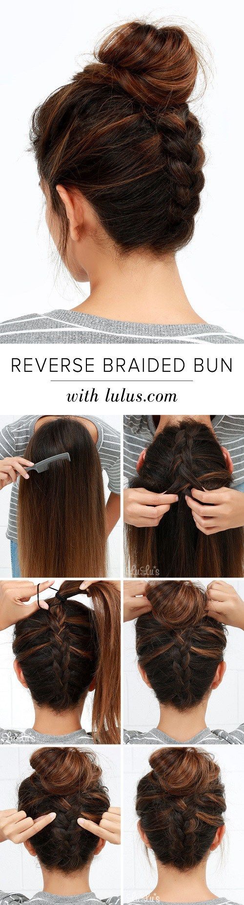 reversed braided bun over