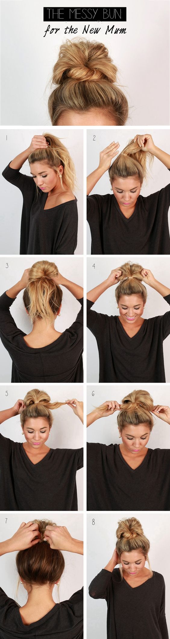 Step by step bun updo hair tutorials