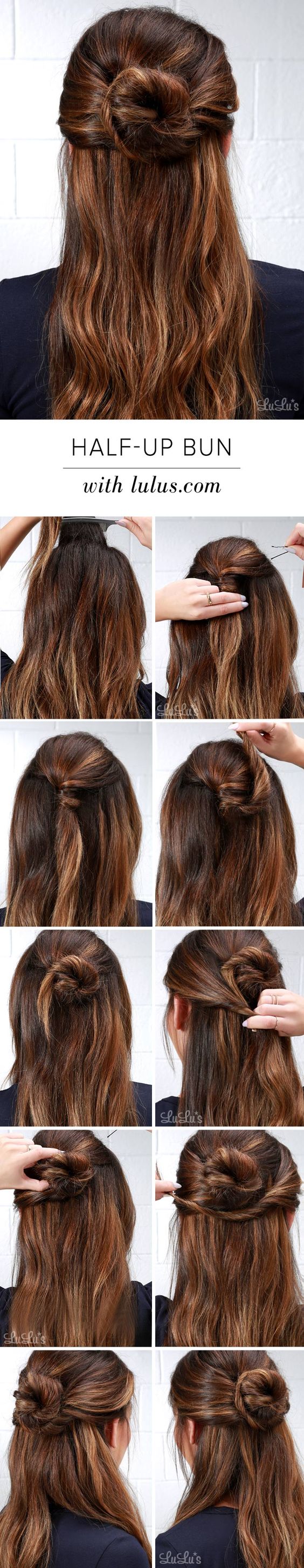 Step by step bun updo hair tutorials