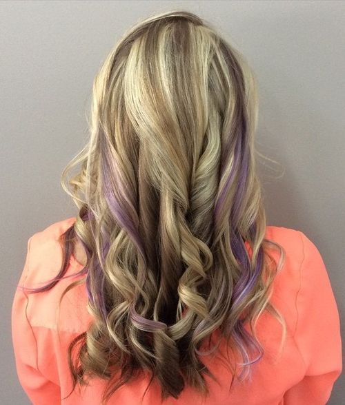 Purple highlights in brown hair