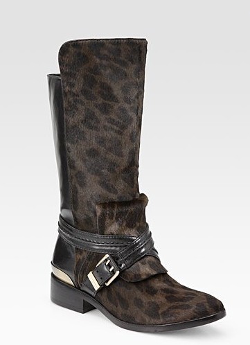 Doville leather and calf hair mid-calf boots ($ 600)