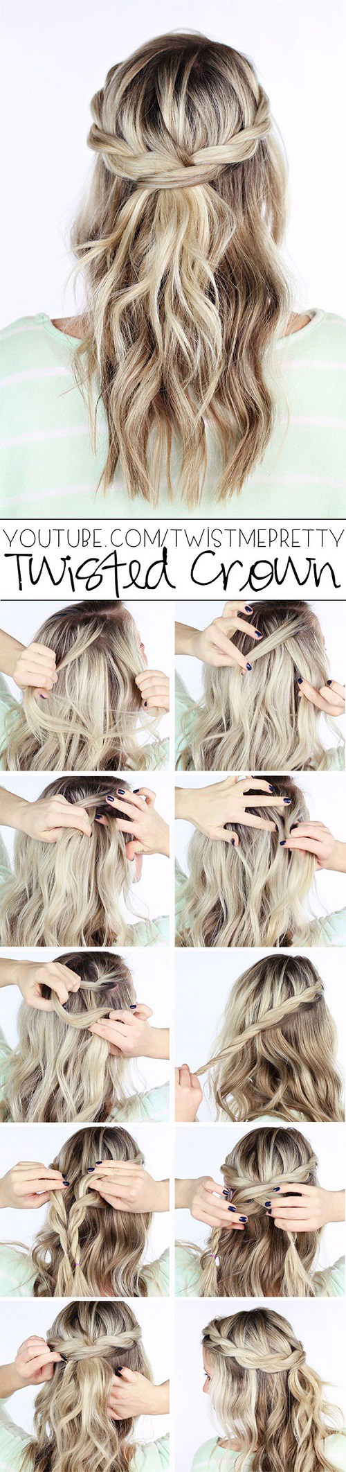 Twisted crown braid over