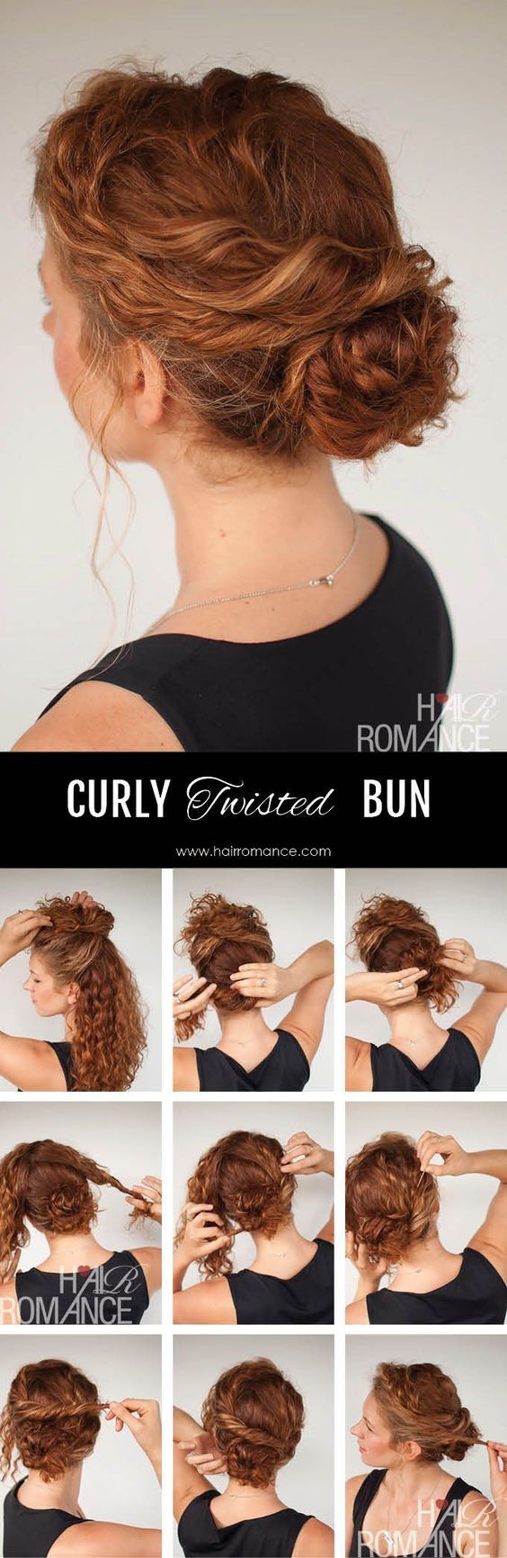 Curly twisted bun over