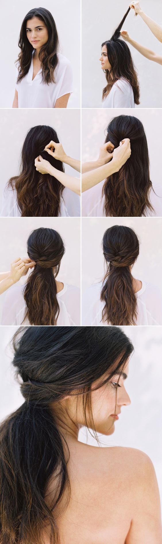 simple ponytail for wavy hair over