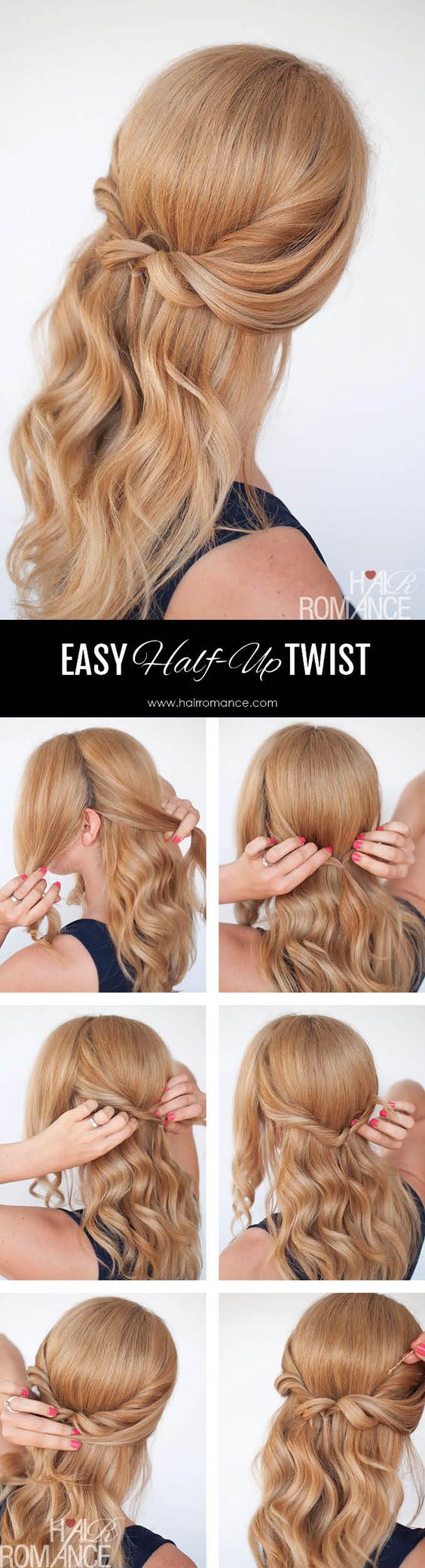 Easy half-up hairstyle over