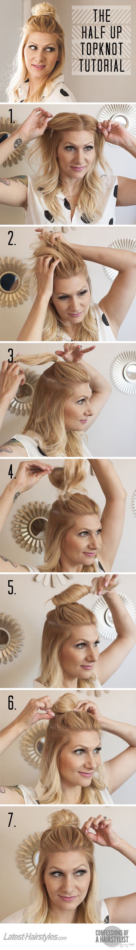 Half up top knot over